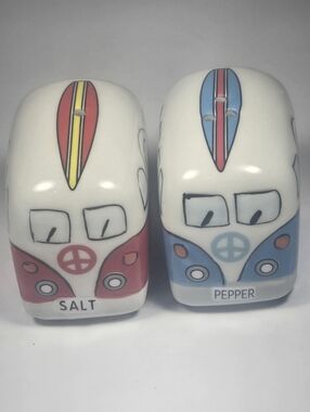 Chesapeake Bay Surfer Van Salt And Pepper Set Hippie Peace Sign VW look-a-like
